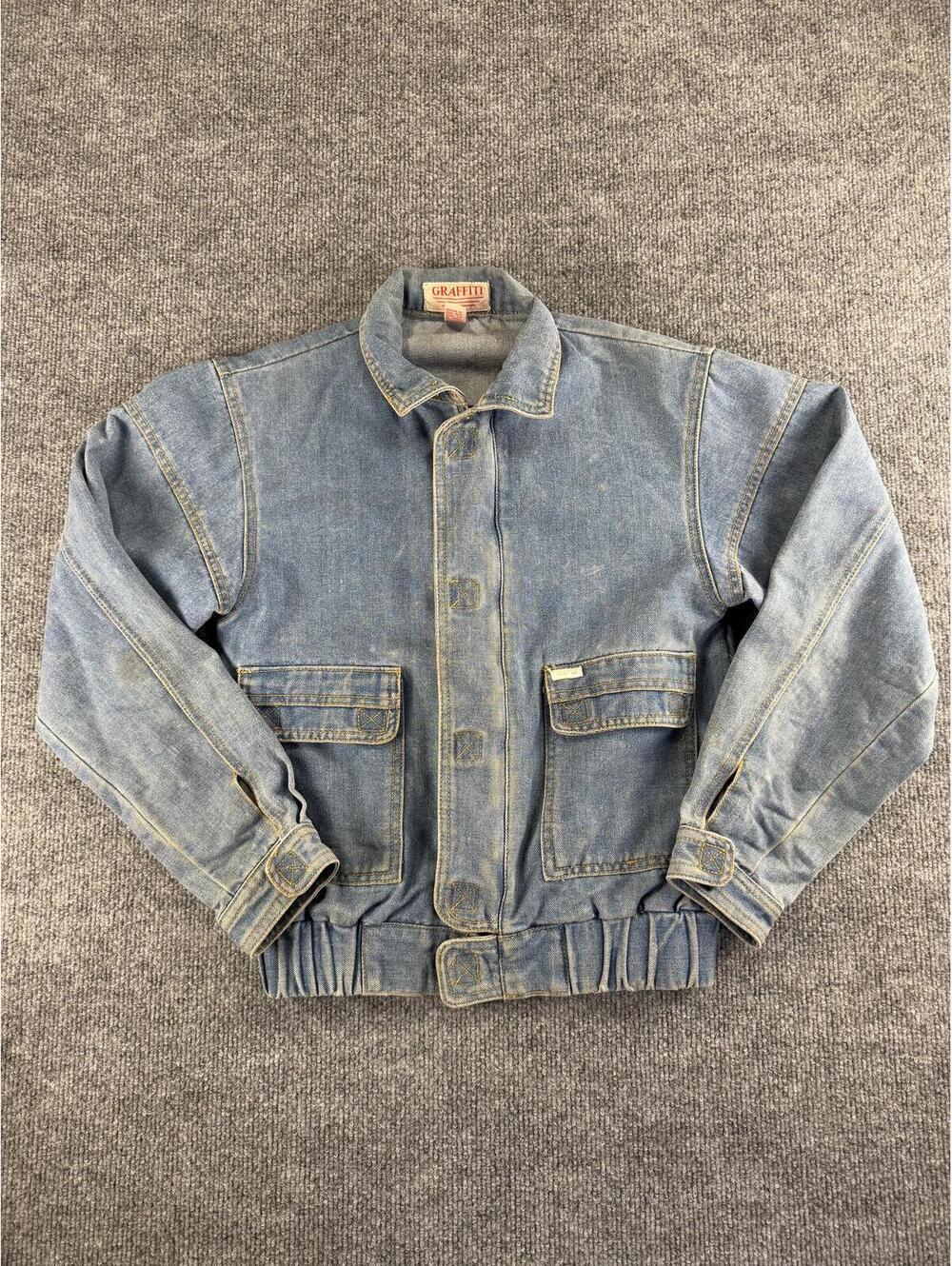 Vintage RARE Graffiti Cropped Denim‎ Jacket Sample - Retro, 80's, 1 of 1